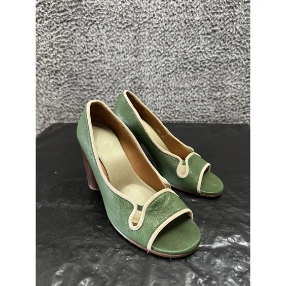 CHIE MIHARA SHOES Green Peep Toe Pumps Size 38.5
