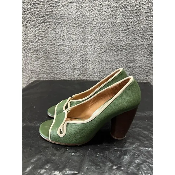 CHIE MIHARA SHOES Green Peep Toe Pumps Size 38.5