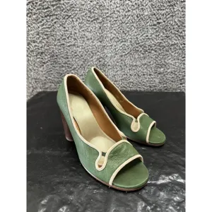 CHIE MIHARA SHOES Green Peep Toe Pumps Size 38.5