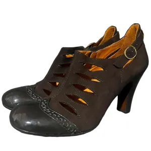 CHIE MIHARA VINTAGE SUEDE SHOES BURGUNDY BROGUE CAP TOE EYELET size 41