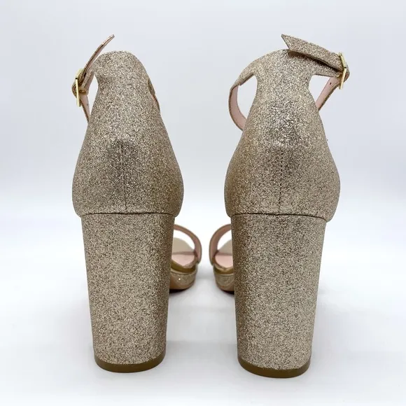 Chinese Laundry CL Gold Glitter Block Heel Sandals