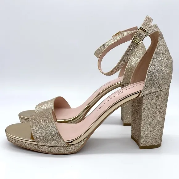 Chinese Laundry CL Gold Glitter Block Heel Sandals