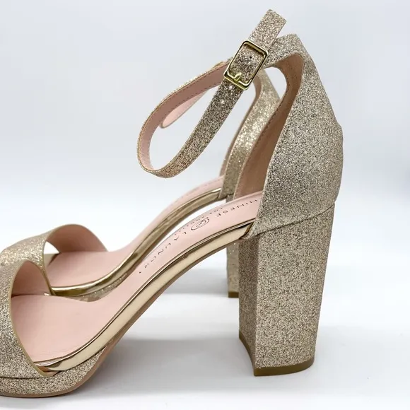 Chinese Laundry CL Gold Glitter Block Heel Sandals