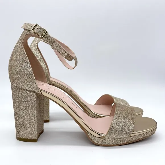 Chinese Laundry CL Gold Glitter Block Heel Sandals