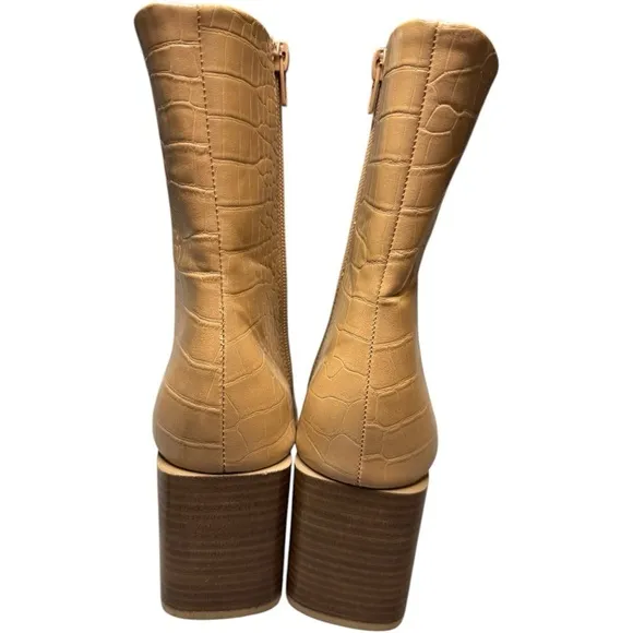 CHINESE LAUNDRY | Danica Croc Embossed Bootie in Camel | Ankle Zip | Women's 8