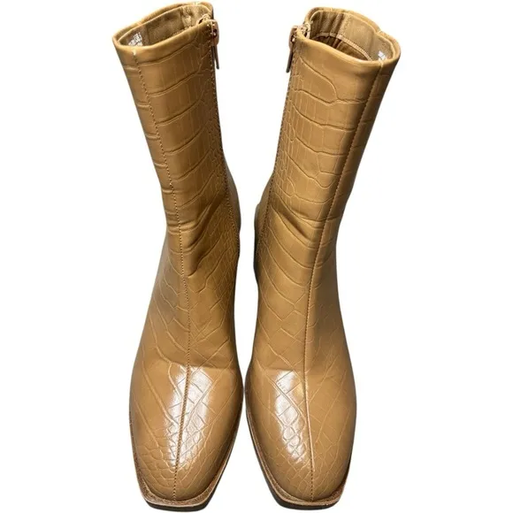CHINESE LAUNDRY | Danica Croc Embossed Bootie in Camel | Ankle Zip | Women's 8