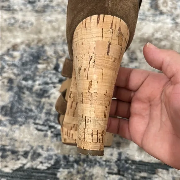 Chloé Brown Strappy Cork Heel Sandals