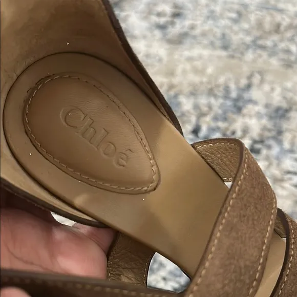 Chloé Brown Strappy Cork Heel Sandals