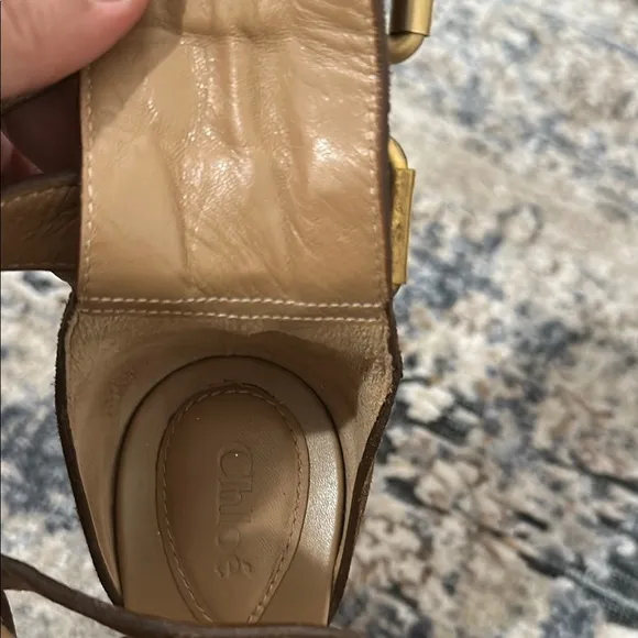 Chloé Brown Strappy Cork Heel Sandals