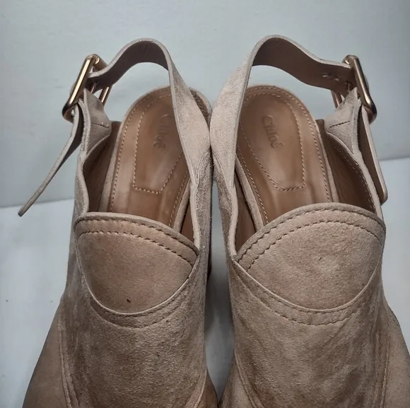 Chloé tan suede platform Mischa block heel sandals 36.5 $950
