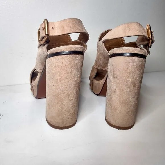 Chloé tan suede platform Mischa block heel sandals 36.5 $950