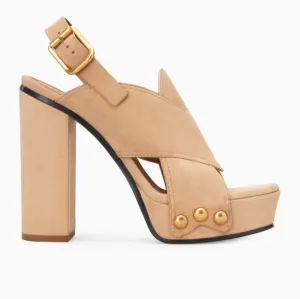 Chloé tan suede platform Mischa block heel sandals 36.5 $950