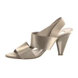 Chloe Authentic Solid Beige Satin Slingback High Heel Sandals 9 Italy
