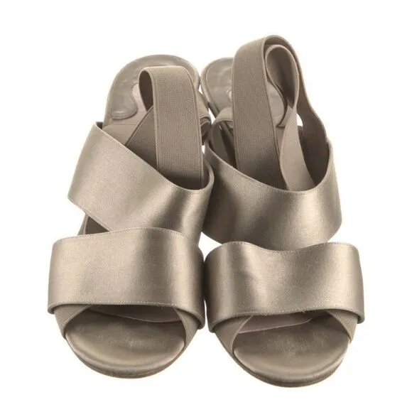 Chloe Authentic Solid Beige Satin Slingback High Heel Sandals 9 Italy