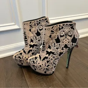 Chloe Green x TOPSHOP Lily Wing CJG Collection Platform Heels Booties Nude 39