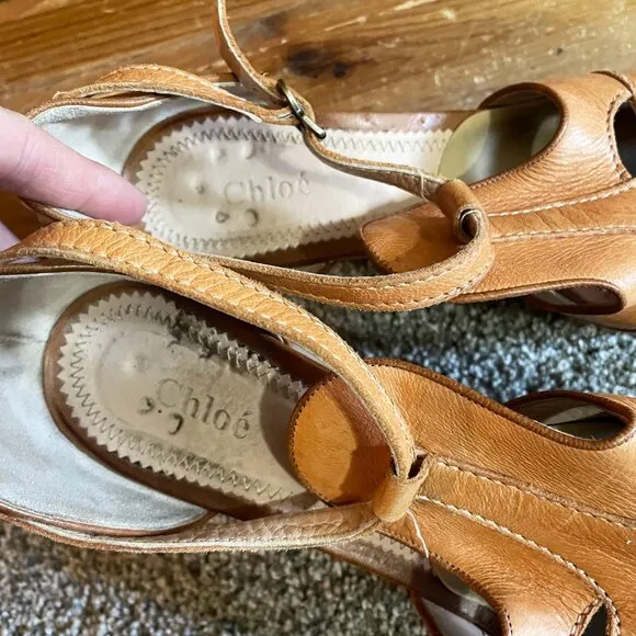 Chloe Leather Cork Wedge Size 40.5 /USA 10.5