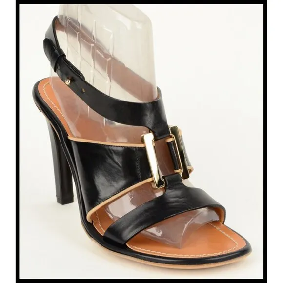 CHLOE SHOES STRAPPY SANDALS BLACK LEATHER HIGH HEEL sz IT 40.5 US 9.5 - 10