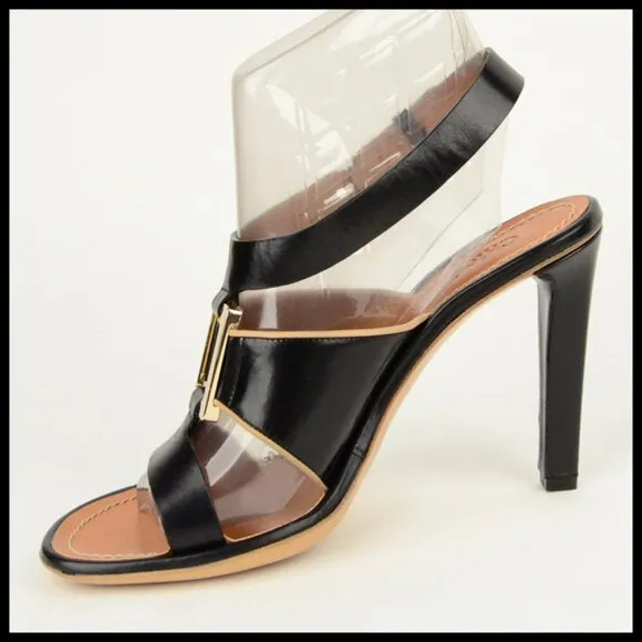 CHLOE SHOES STRAPPY SANDALS BLACK LEATHER HIGH HEEL sz IT 40.5 US 9.5 - 10