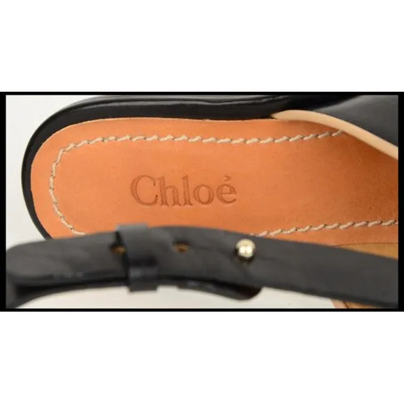 CHLOE SHOES STRAPPY SANDALS BLACK LEATHER HIGH HEEL sz IT 40.5 US 9.5 - 10