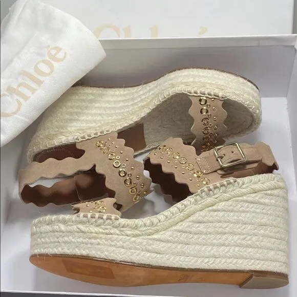 Chloe suede Espadrille Platform Wedge Sandals