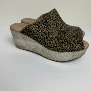Chocolat Blu Green Leopard Print Wedge Platform Sandals Leather Genuine Calf Hai