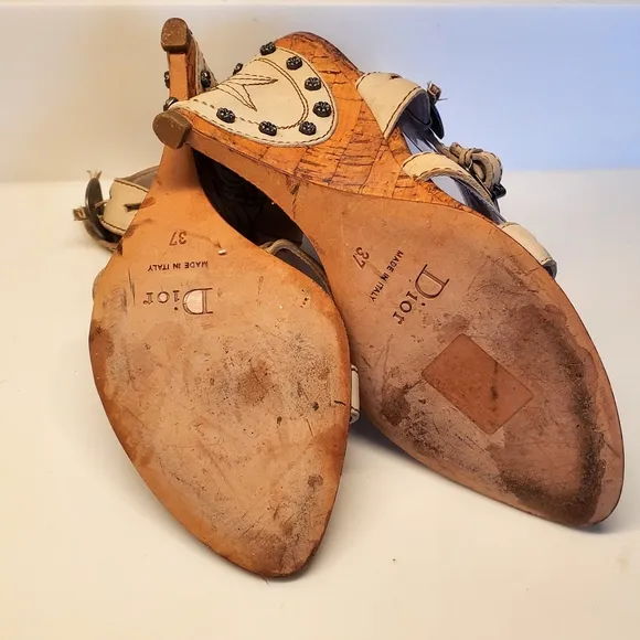 Christian Dior Gaucho Wester Wedge Heel Blanc Size 37
