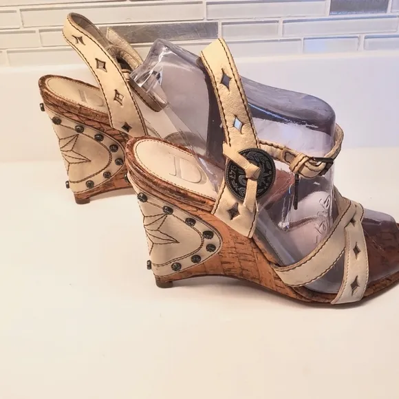 Christian Dior Gaucho Wester Wedge Heel Blanc Size 37