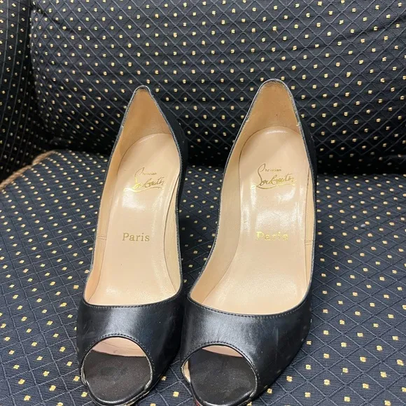 Christian Louboutin Black Peep Toe Pumps