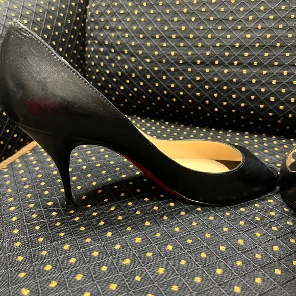 Christian Louboutin Black Peep Toe Pumps
