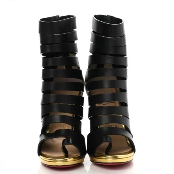 Christian Louboutin heels, Elegant Black and White Strappy Heels