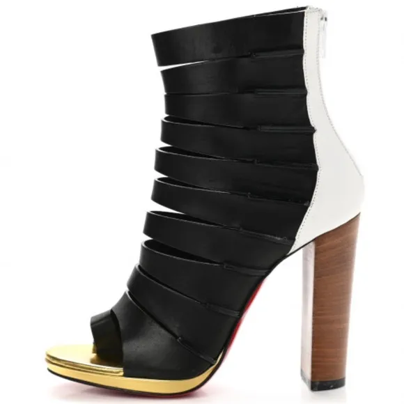 Christian Louboutin heels, Elegant Black and White Strappy Heels