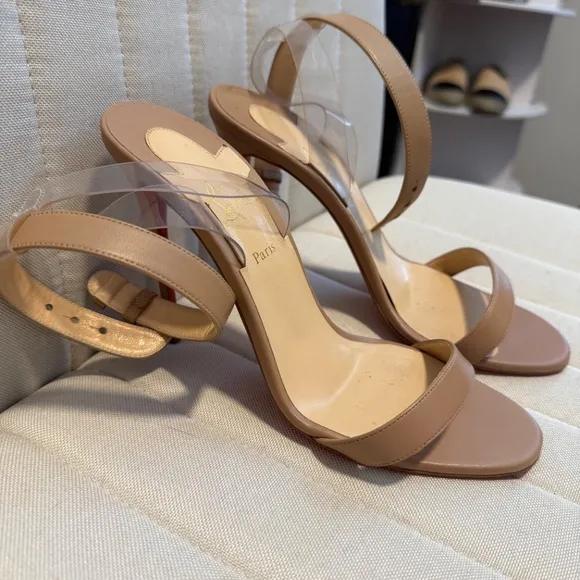 Christian Louboutin Jonatina Nude Heel Sandals Size 39