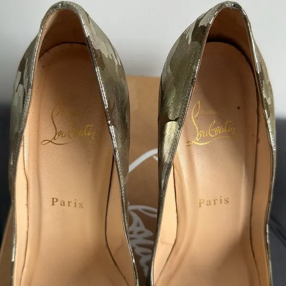 Christian Louboutin Pigalle 100 Camouflage Laminato Shoes Heels Size 37 Green