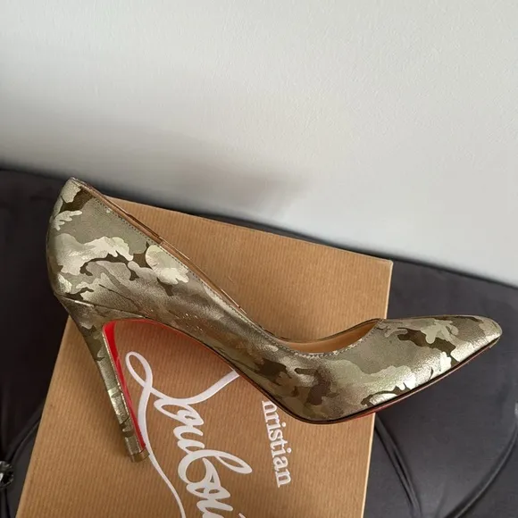 Christian Louboutin Pigalle 100 Camouflage Laminato Shoes Heels Size 37 Green