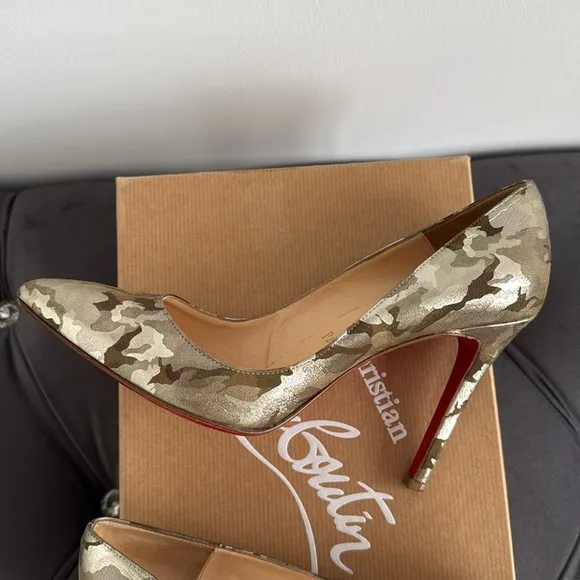 Christian Louboutin Pigalle 100 Camouflage Laminato Shoes Heels Size 37 Green