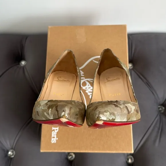 Christian Louboutin Pigalle 100 Camouflage Laminato Shoes Heels Size 37 Green
