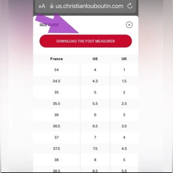 Christian Louboutin Size Guide