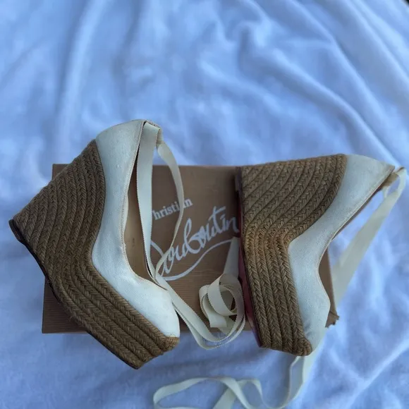 Christian Louboutin Women's White Wedge Shoes