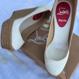 Christian Louboutin Women's White Wedge Shoes