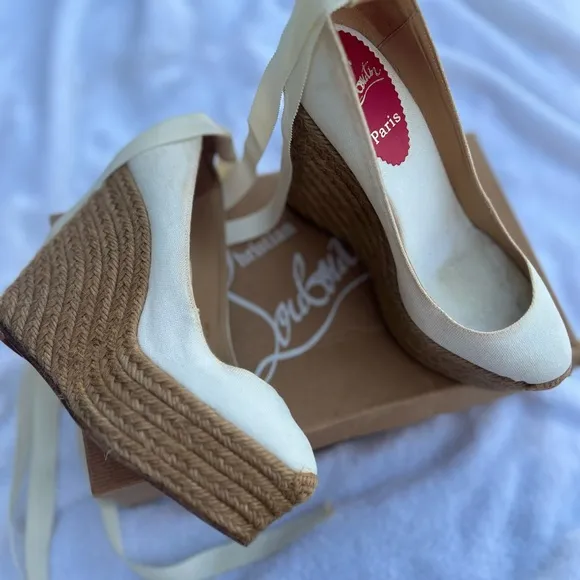 Christian Louboutin Women's White Wedge Shoes