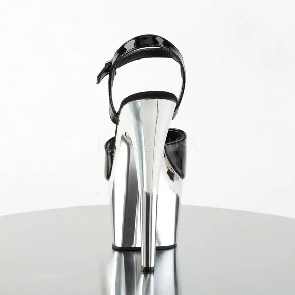Chrome Platform Patent Leather High Heel Shoes