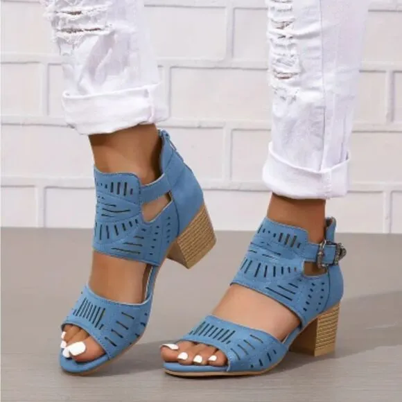Chunky heel open toe sz 9
