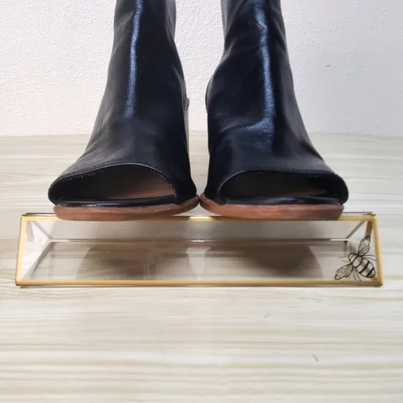Circus by Sam Edelman Black Open Toe Booties Block Heel Size 10