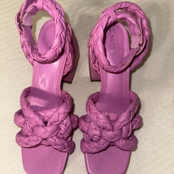Circus Ny by Sam Edelman Braided Pink Block Heel Sandals