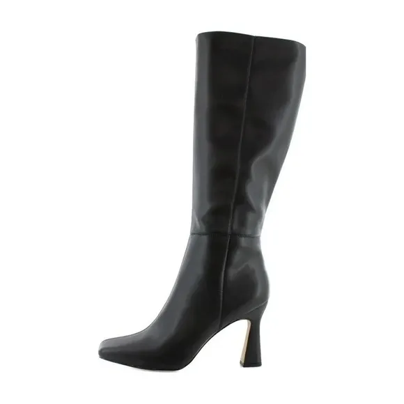 Circus NY Emmy Knee High Boots Square Toe Heel Black Leather Size 9.5