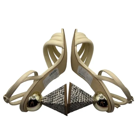 Circus NY Sam Edelman Sandals Womens 8 M Bobbie Ivory Snake Print‎ Pyramid Heel