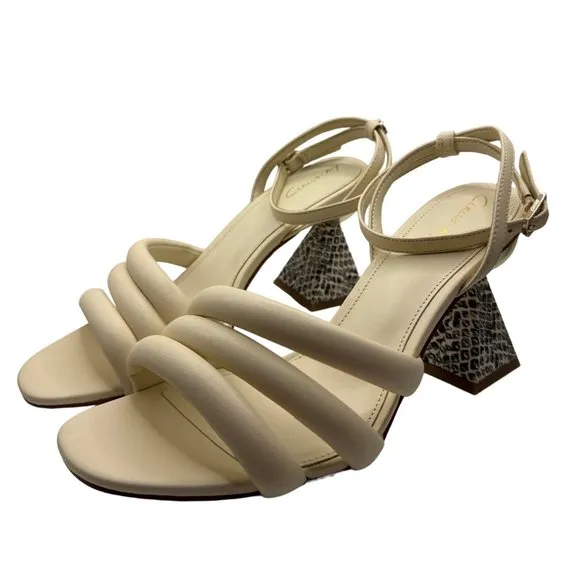 Circus NY Sam Edelman Sandals Womens 8 M Bobbie Ivory Snake Print‎ Pyramid Heel