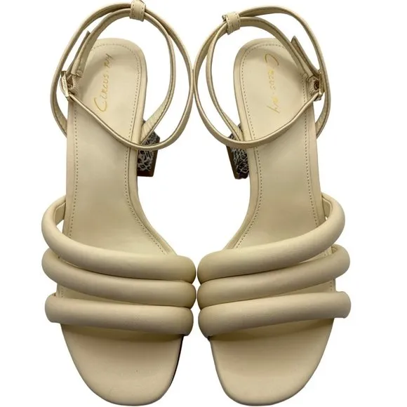 Circus NY Sam Edelman Sandals Womens 8 M Bobbie Ivory Snake Print‎ Pyramid Heel