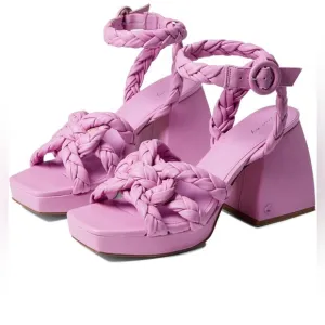 CIRCUS NY Women- Pink Mable Braided Block Heel Sandals Size 6.5 NEW MINOR DEFECT