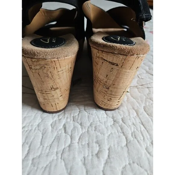 Clarks Artisan Caslynn Shae Leather Wedge Cork Slingback Sandals Sz 8 New $120